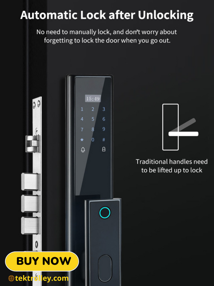 Smart Door Lock (D6) Tuya App Aluminum Alloy with Anti-theft Lock Body Doorbell Function